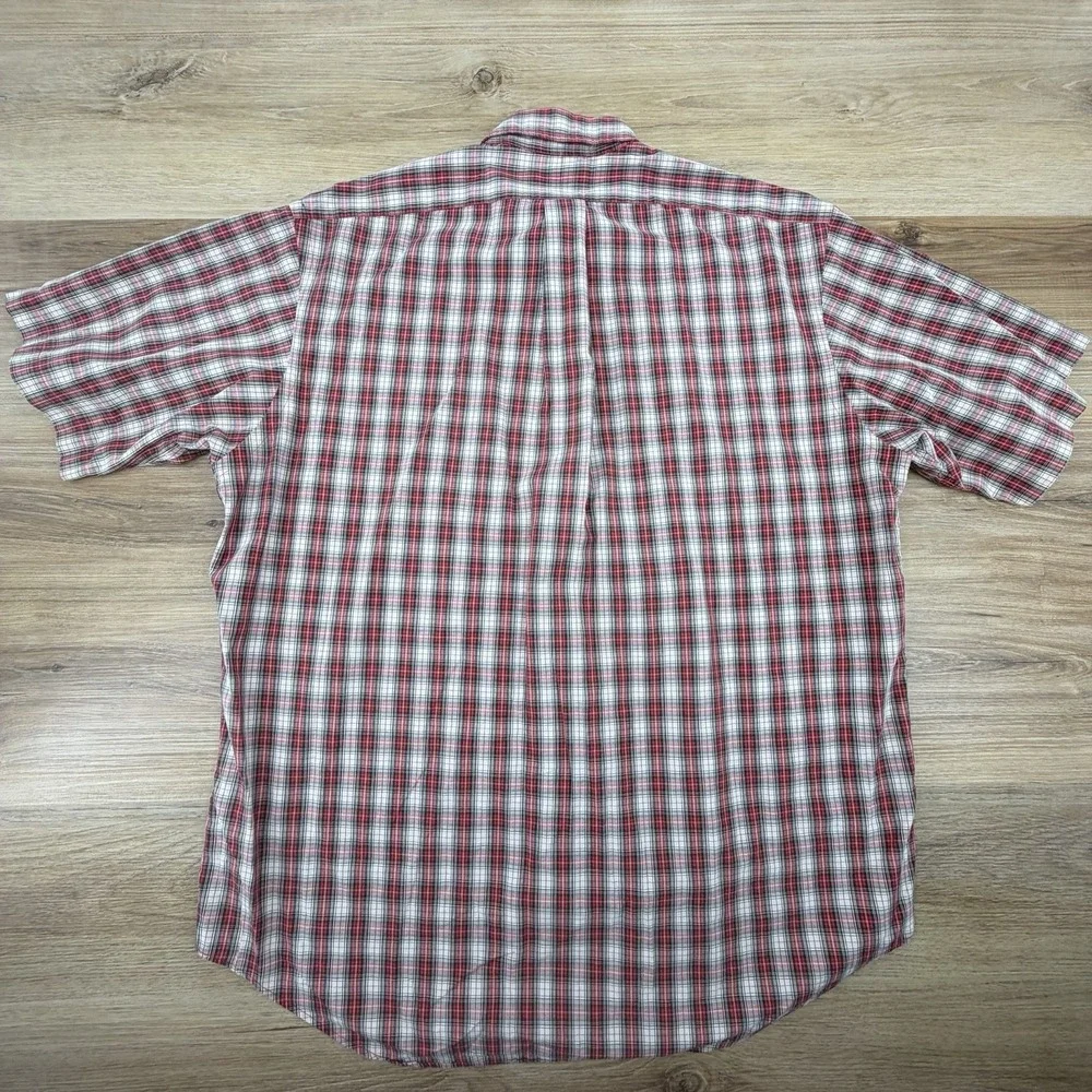 Ralph Lauren Mens L Classic Fit Red‎ Plaid Button Down Shirt Short Sleeve EUC